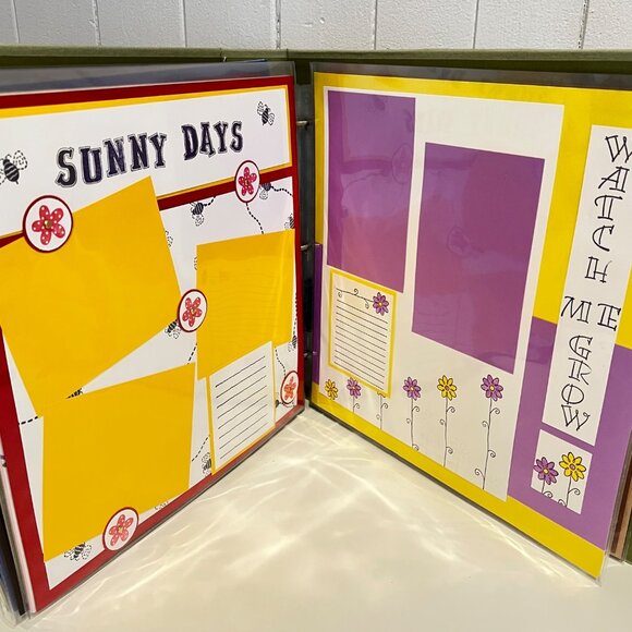 Stampin’ Up! Green Linen Scrapbook Album With Pre-Designed Pages 12x12 - Picture 3 of 7